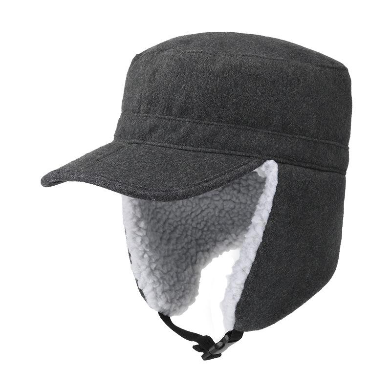 Autumn and Winter New Outdoor Men's and Women's Fashion Foldable Thickened Warm Lamb Wool Duck Tongue Woolen Hat