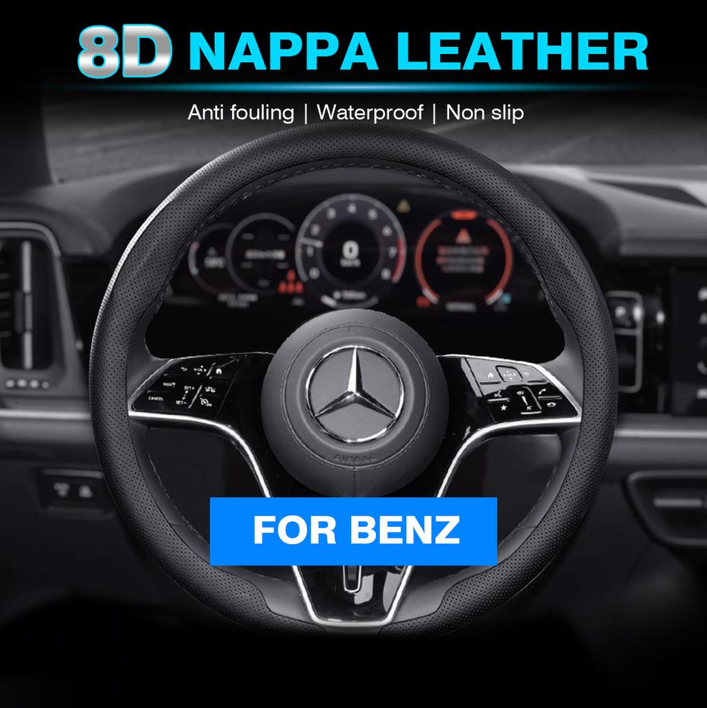 8D Nappa leather Car Steering Wheel Cover For Mercedes Benz A B C E V S Class GLA GLB GLC GLK GLS SLK CLA CLS Auto Accessories