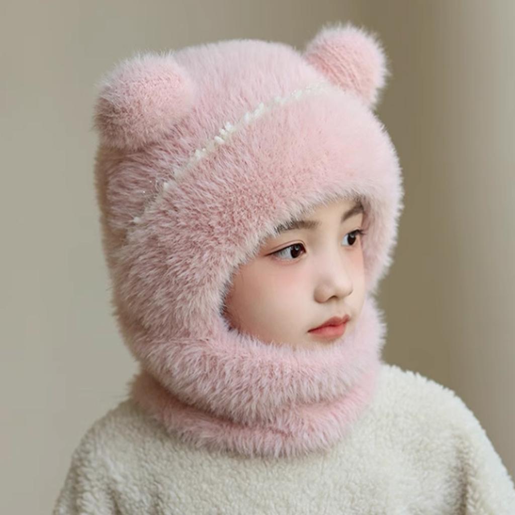 Sciarpa in Peluche per Bambini Cappello Pullover Cappello Caldo Invernale Protezione per le Orecchie 2-10 Anni Bambini Berretto Monopezzo Sciarpa di Velluto per Bebè Copricapo