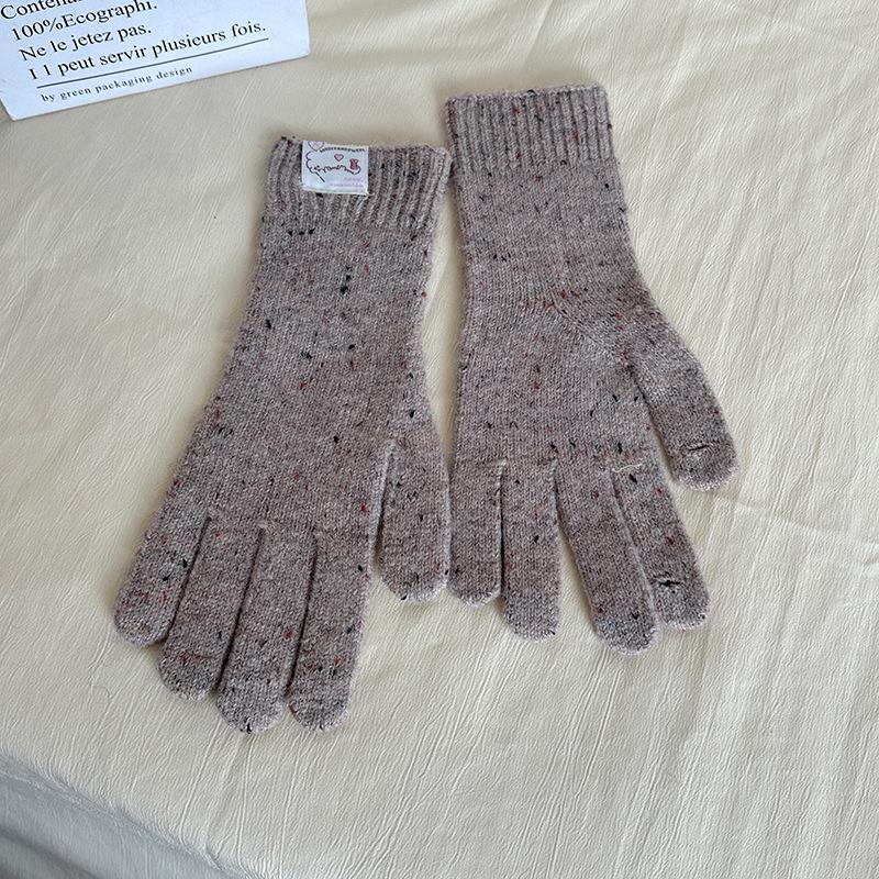 Luochi Knitting Women s Colorful Dot Wool Blend Fingerless Gloves - Versatile Winter Fashion and Cold Protection. мокко
