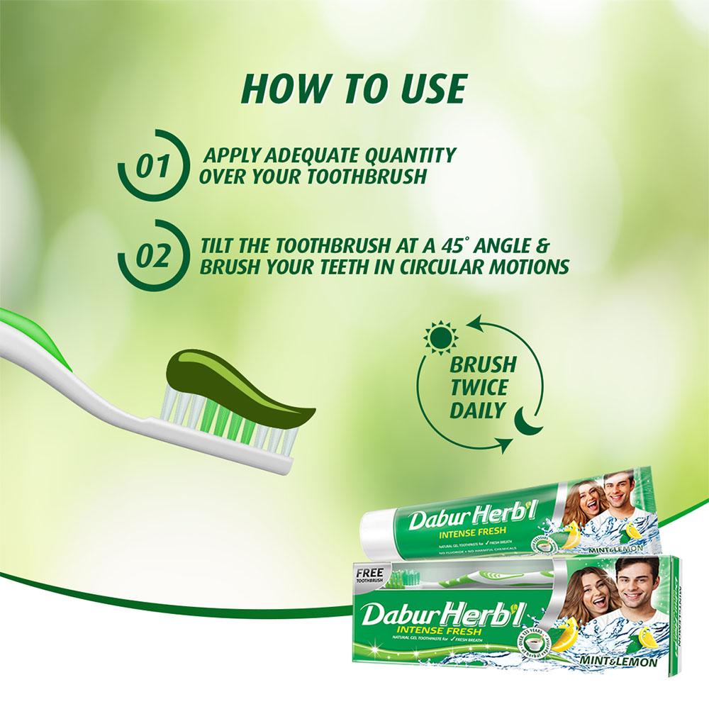 Herbal Intense Fresh Gel Toothpaste - Mint & Lemon Dabur HERB`l
