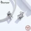 BAMOER Real 925 Sterling Silver Lucky Number 7 Bead Zircon Reliefs Charms Fit Original Bracelet