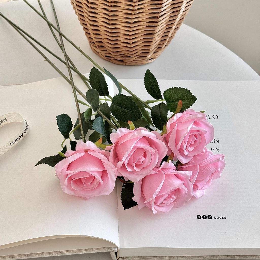 Realistic Single Rose Artificial Flower for Vase Decor