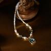 Freshwater Pearl Abalone Pearl Pendant Necklace for Women, Featuring A Light Luxury and Niche Style, with A Horseshoe-shaped Lockbone Chain.