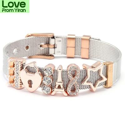 Hochwertiges roségoldfarbenes Edelstahl-Mesh-Armband Liebes-Schloss-Anhänger Feines Armband Europäische Damenuhr-Accessoires