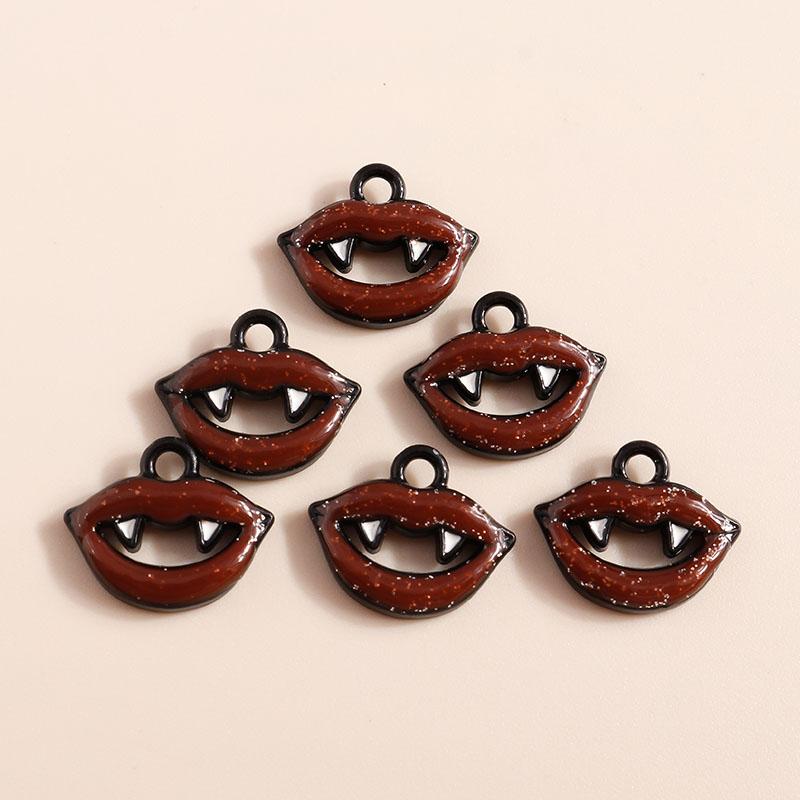 10pcs Cute Enamel Halloween Vampire Teeth Charms for Jewelry Making Earrings Pendants Necklaces DIY Bracelets Crafts Supplies