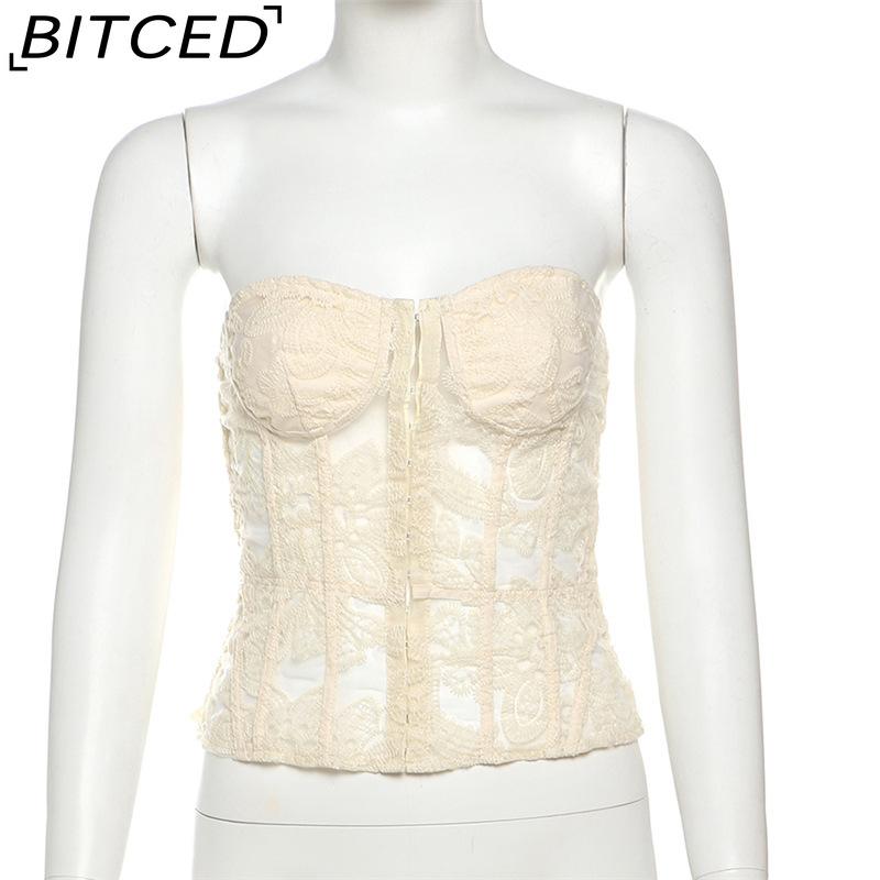 BITCED Spring Women's Solid-Color Slim-Fit Streetwear Off-the-Shoulder Halter Backless Tank Top