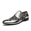 Fashion Luxury Brand Loafers Men's Lace-up Leopard Print Casual Shoes Party Leather Shoes Gold Silver Pointed Toe Designer Men's Shoes