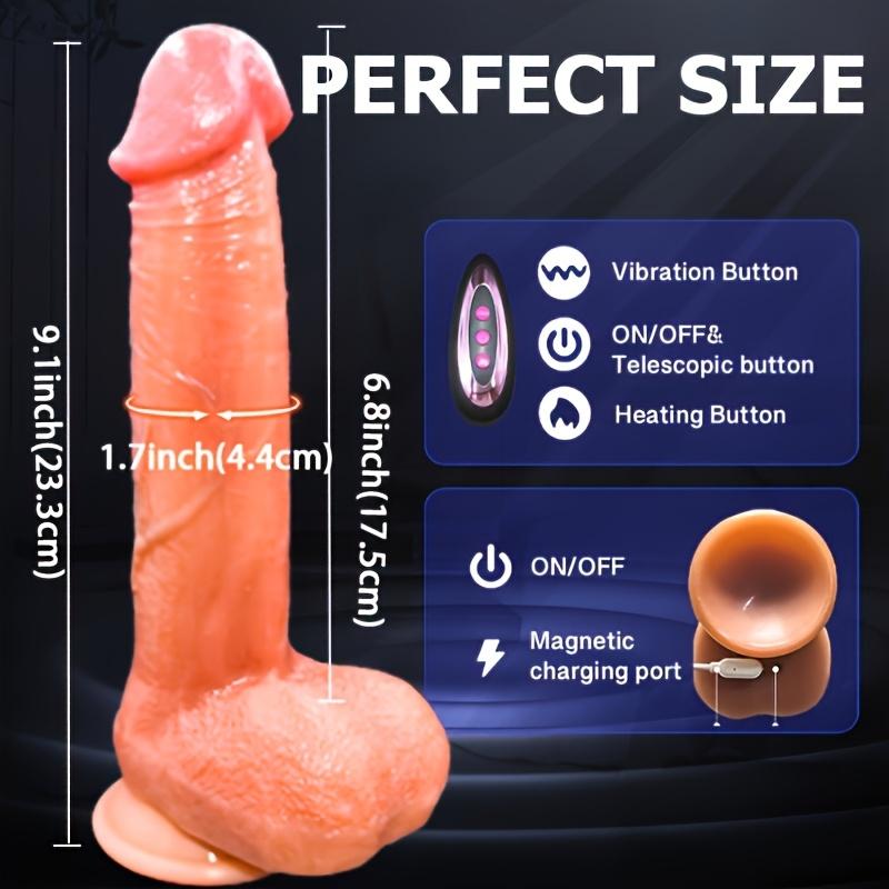 9" Thrusting Vibrating Dildo,10 Speed & Vibration Modes,Heated Suction Cup,G-Spot & Anal Stimulation,Liquid Silicone,Wireless Remote,for Women&Couples