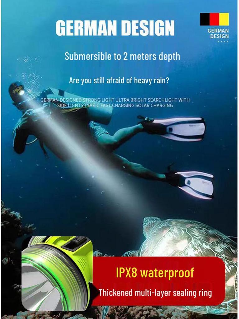 High-Lumen LED Outdoor Headlamp for Climbing, Fishing, and Diving, Featuring Strong Light and Long Battery Life
