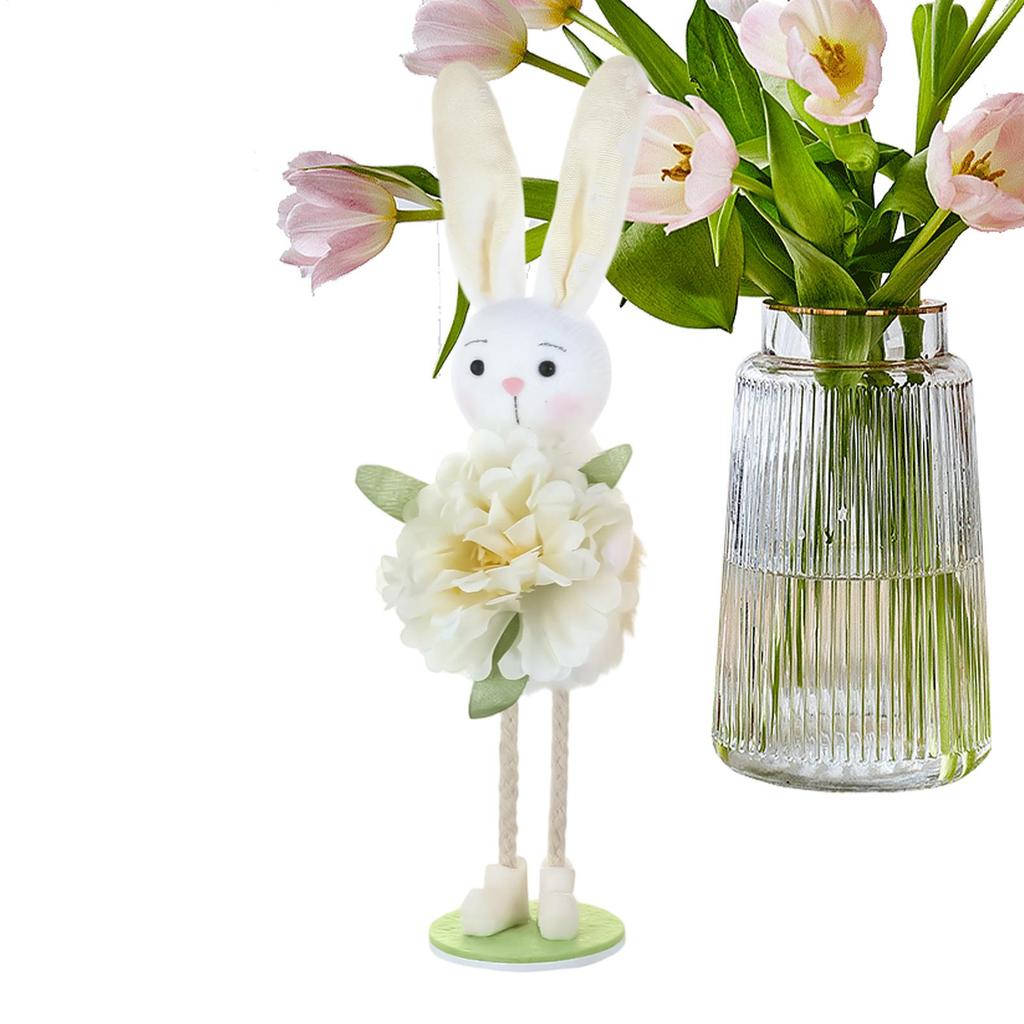 Easter Standing Bunny Figurines Cute Standing Rabbit Spring Flower Home Decor Living Room Ornament Kids Gift Flower Decoration