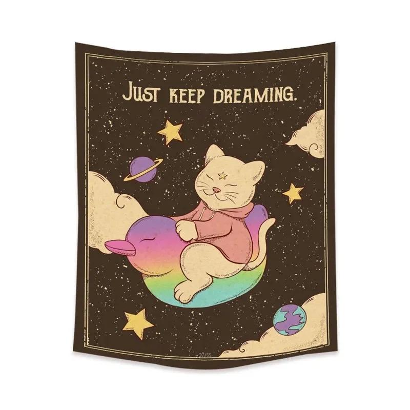 Cute Cat Flower Hanging Cloth Office Living Room Tapestry Home Wall Decoration Tapestry