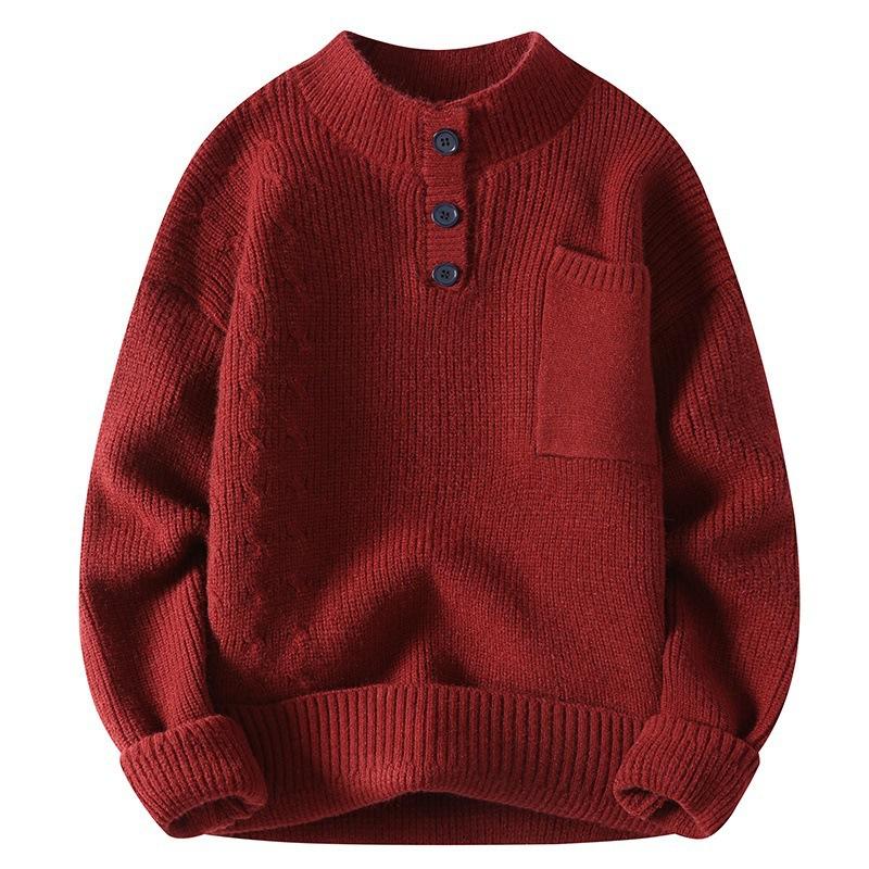 2024 New Men Crew Neck Sweater Solid Color Pullover Knitted Casual Sweatwear Woolen Mens Tops High-Quality Mens Clothing
