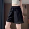 2026 Spring/Summer Women's Black & White Lace Patchwork A-line Elastic Waist Slimming Casual Hot Pants