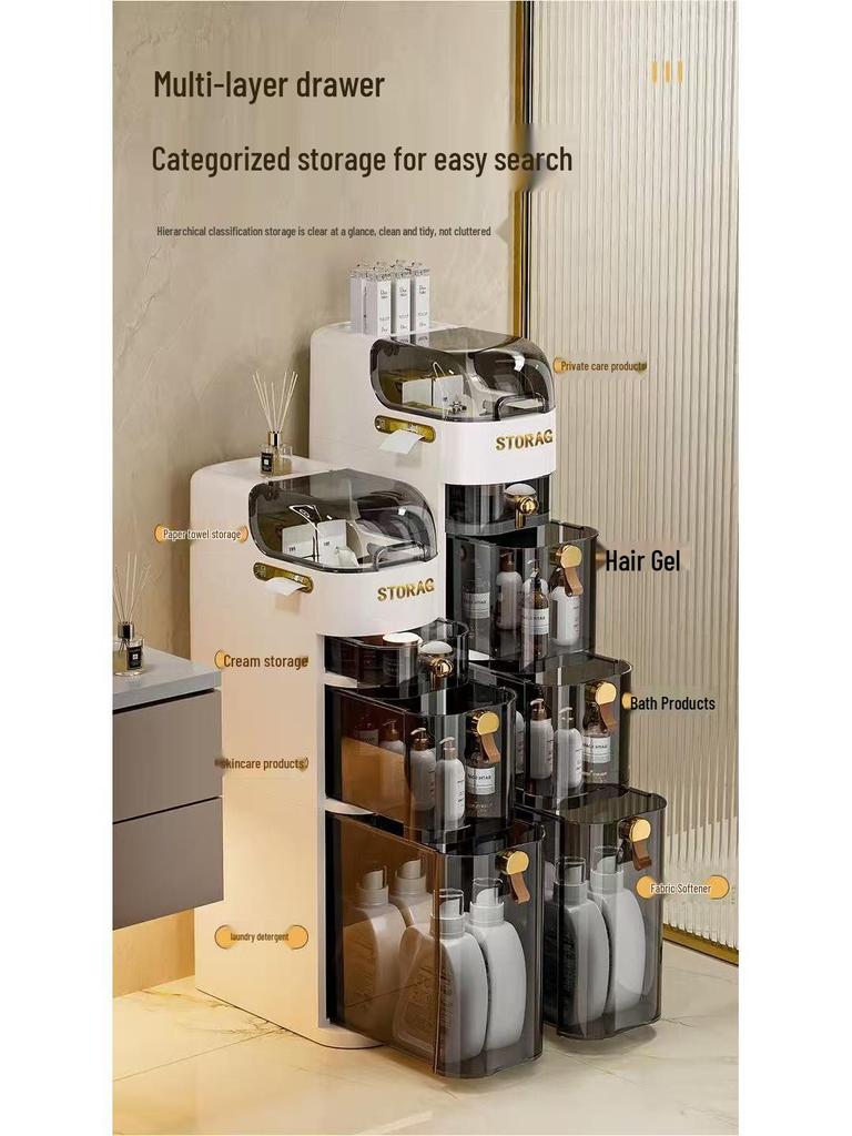 Upgraded 18CM Narrow Gap Side Cabinet for Living Room, Bathroom, or Toilet Storage.