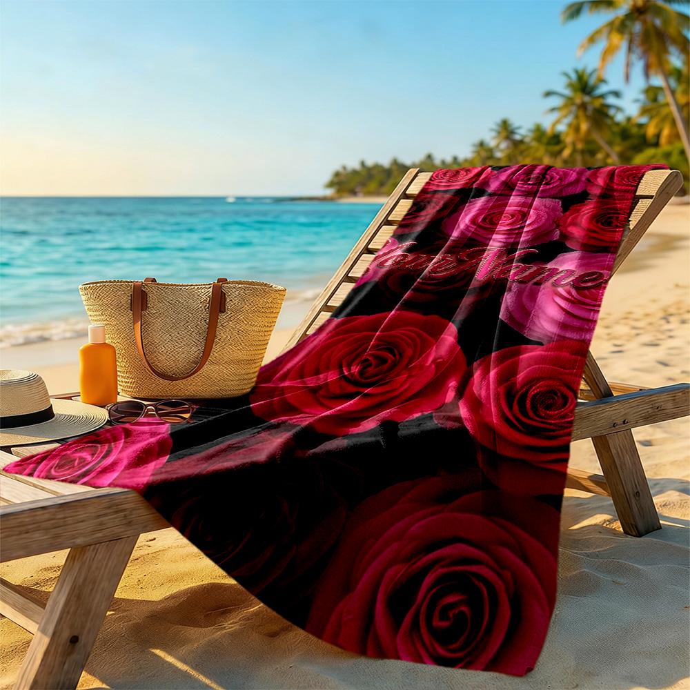 Rose Personalized Name Beach Towel Soft Durable Quick-Dry Suitable for Sports Travel Swimming Yoga Bathroom Beach And Pool