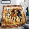 Horse Print Flannel Blanket, High Quality Comfortable for All Seasons, Home Decor, Warmth and Comfort, Perfect for Christmas Gifts