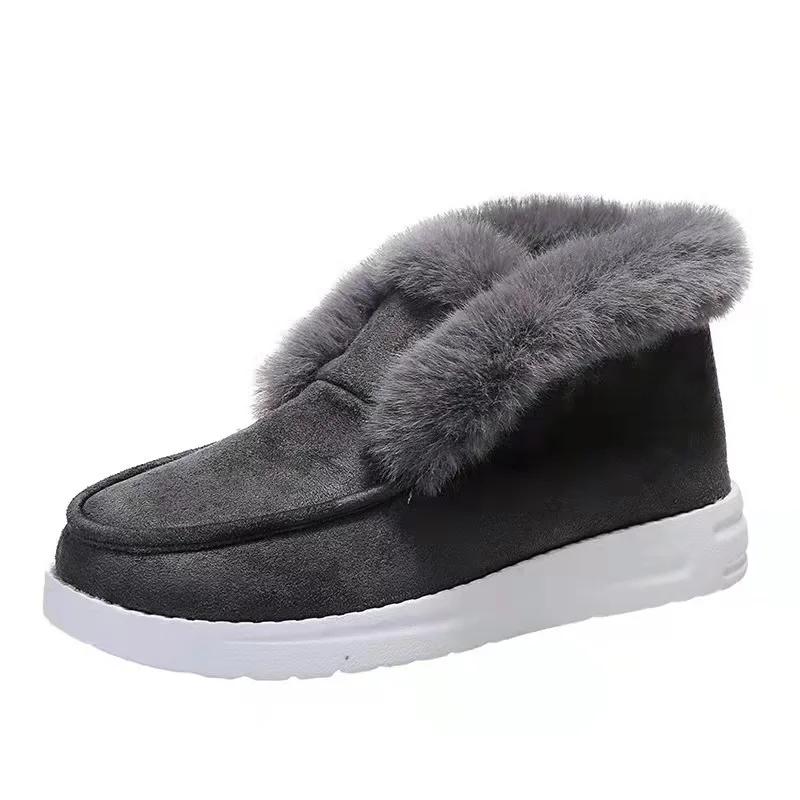 Women's Winter Cotton Shoes Fashionable Suede Warm Cotton Shoes Outdoor Soft Sole with Wool Comfortable Snow Boots Plus Size 43