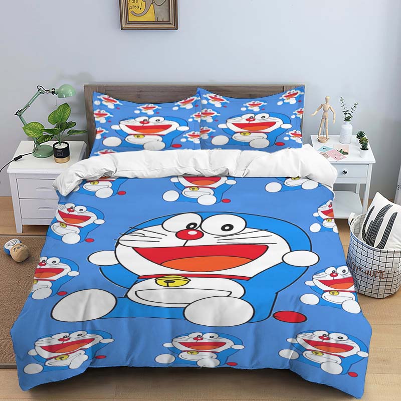 3D Kreslený Doraemon Digitálně Tištěné Povlečení, Povlak na Peřinu, Povlak na Polštář, Ložní Prádlo, Sváteční Dárek