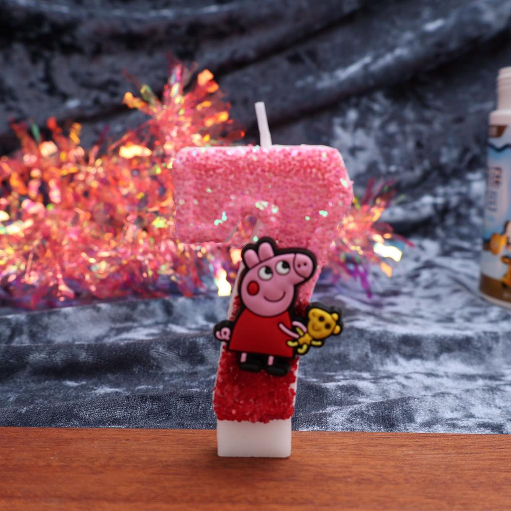 Number 0 Birthday Candle Decorative Cake Topper for Kids Baking Party Supplies Glittered Design with Character Attachment