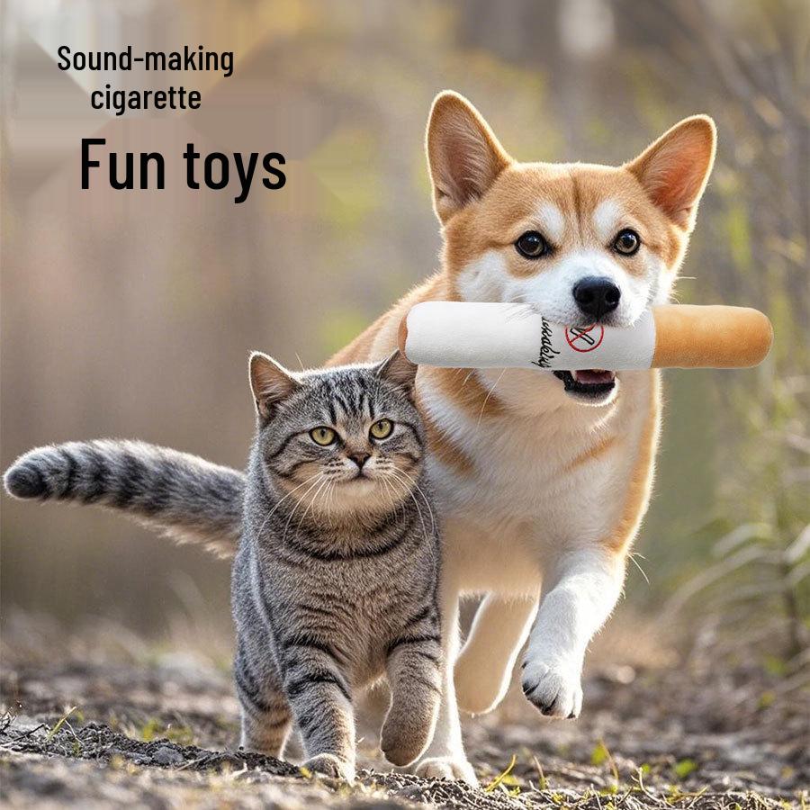 Plush Teething Sounding Pet Toy - Bite-Resistant Cigarette Design for Dogs & Cats
