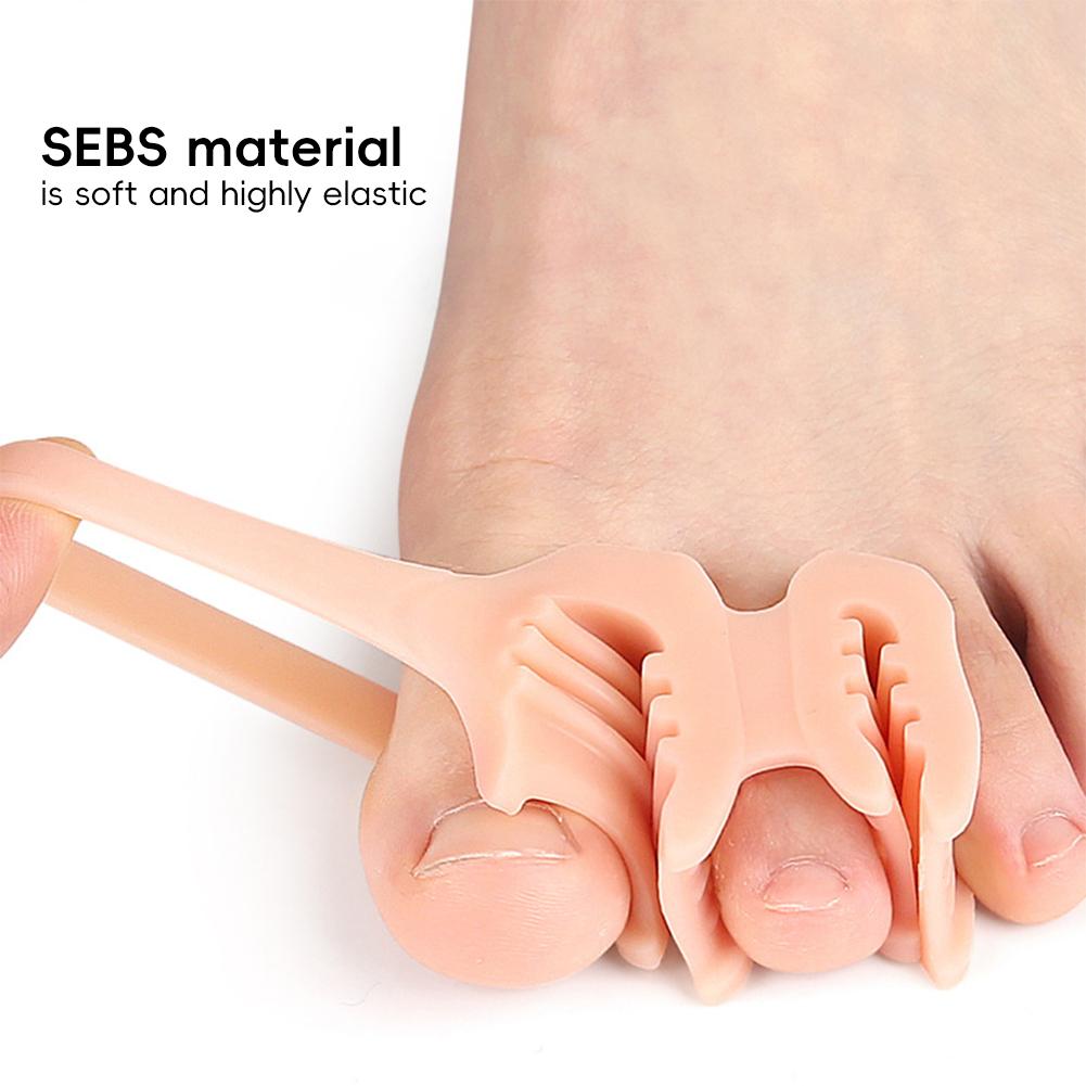 1 Pair Double-hole Toe Separator Slippers Pinching Foot Toe Hallux Valgus Protector Separator Finger Straightener Adjuster Foot Care Tool