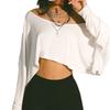 Casual Streetwear Cropped Knit Top With Asymmetrical Hem Off-Shoulder Design Women