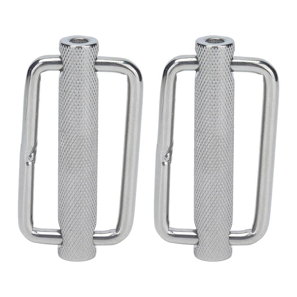 2Pcs Slide Buckle 316 Stainless Steel Rectangle Knurled Roller Belt Buckles