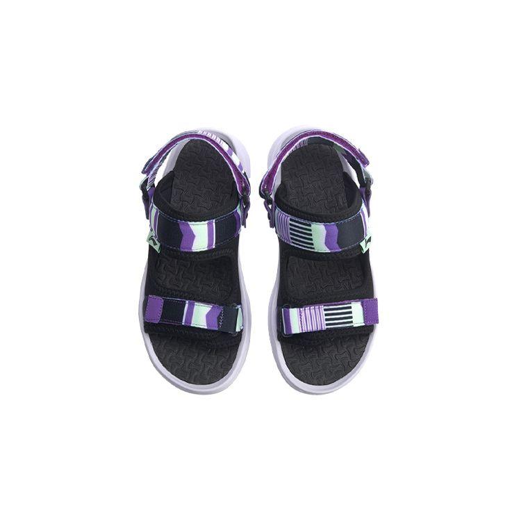 Li Ning Lightweight Comfortable One-Strap Two-Way Flat Sports Sandals Kids Sandals Black Purple YKUQ016-9