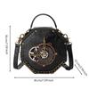 Steampunk Shoulder Bag with Clock Face Retro PU Crossbody Chain Trim
