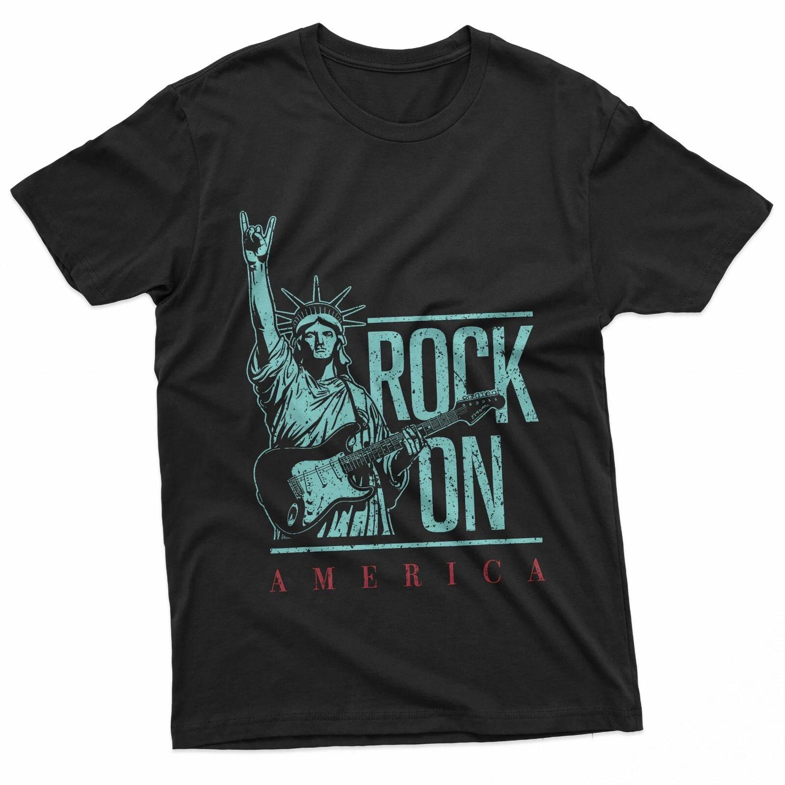 Rock on America 4th of July Vintage Statue Of Liberty T-Shirt L