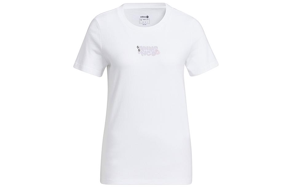 Adidas Neo T Shirts Women s White Crew Neck Moderate Straight Fit HS6836 M