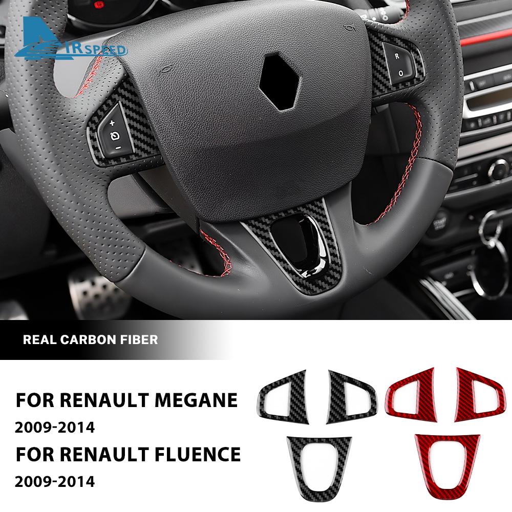 For Renault Megane 3 RS Scenic Fluence 2009 2010 2011 2012 2013 2014 Real Soft Carbon Fiber Sticker Car Steering Wheel Frame
