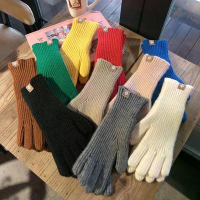 Mode Touchscreen Strickhandschuhe Damen Winter Warm Reiten Einfarbig Flauschig Arbeit Harajuku Kawaii Fäustlinge
