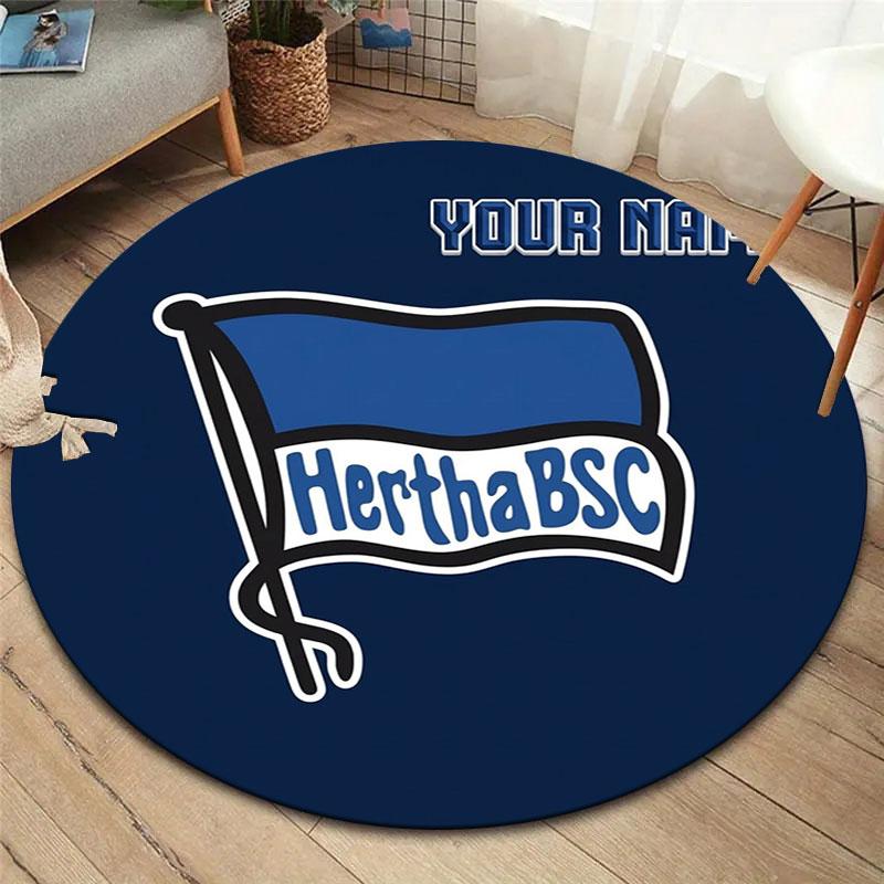 Hertha BSC Custom Name Round Area Rug,Carpet Rug for Living Room Bedroom Sofa Playroom Decor,Non-slip Floor Mat