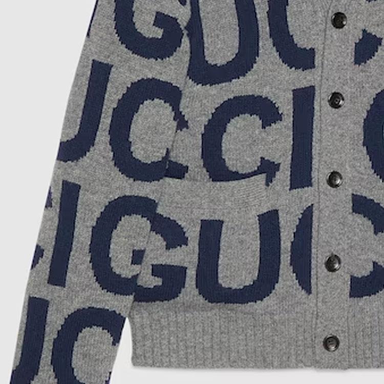Gucci Logo Intarsia Button Up Cardigan 771707-XKDLV-1140