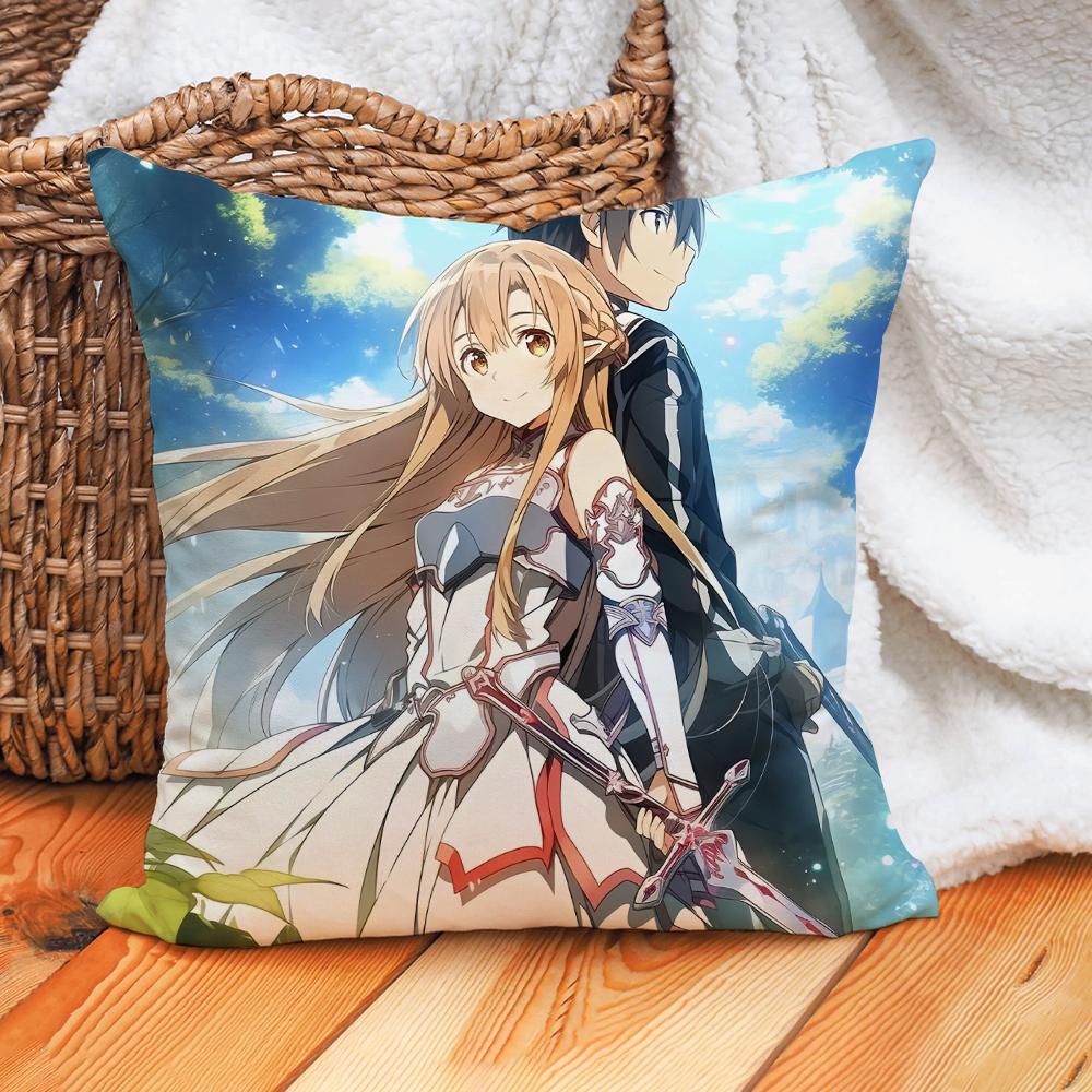 Sword Art Online Asuna&Kirito Pillow Case Home Decoration Cushion Cover Suitable For Office Sofa Bedroom Car