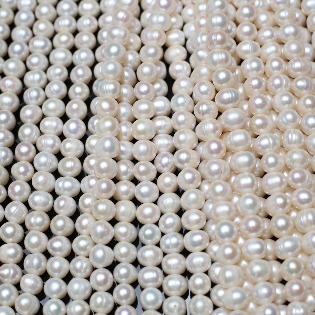 1String, White Natural Freshwater Pearls, Boho Handmade Round Pearl Beads for Jewelry Making DIY Necklaces Crafts (Beads 9-10mm, Length 36cm)