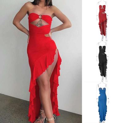 Summer Slit Dress Spicy Girl Dress Women's Clothing Sleeveless Irregular Boob Tube Top