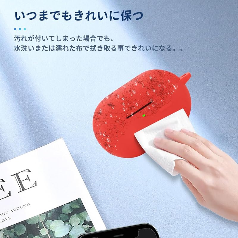 For SoundPeats CC for Case Cover [NOUKAJU] Wireless Earphones Silicon Protective Case (With Carabiner + Strap Included) ) Fall Prevention Scratch