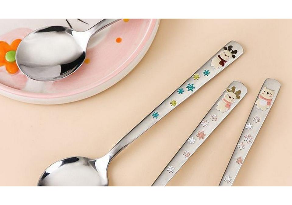 304 Stainless Steel Children's Long Handle Soup & Teaspoon, Korean Style