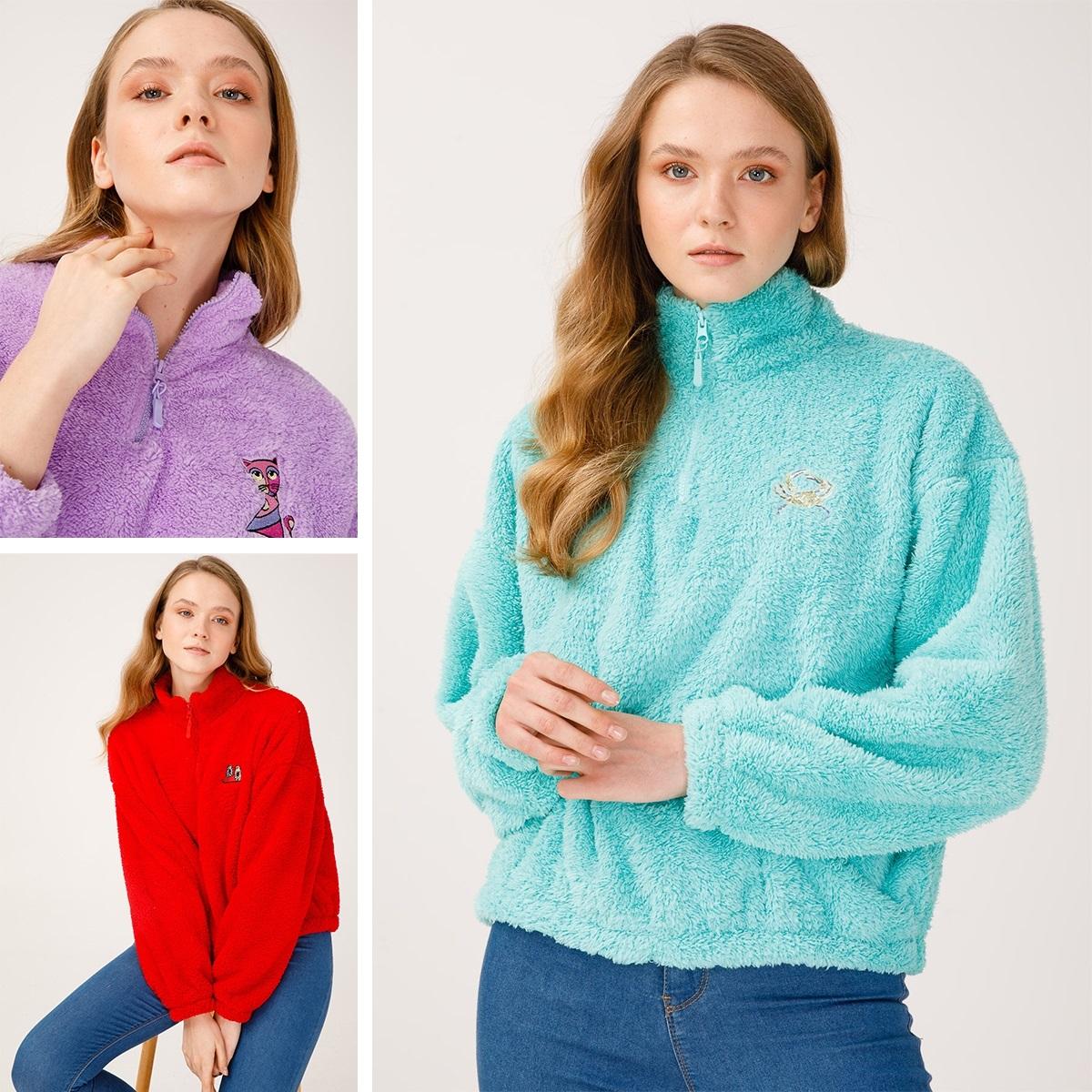 

Biggdesign Women s Sweatshirt, Womens Fleece Jacket, Warm, Ultra Soft, High Neck, Classic Fit, Quarter Zip Pullover Sweatshirt