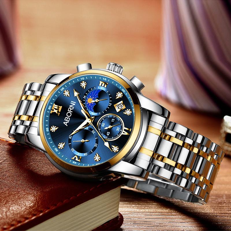 Yaboni Men'S Watch Multifunctional Three-Eye Six-Pin Business Watch Calendar Waterproof Luminous Men'S Watch