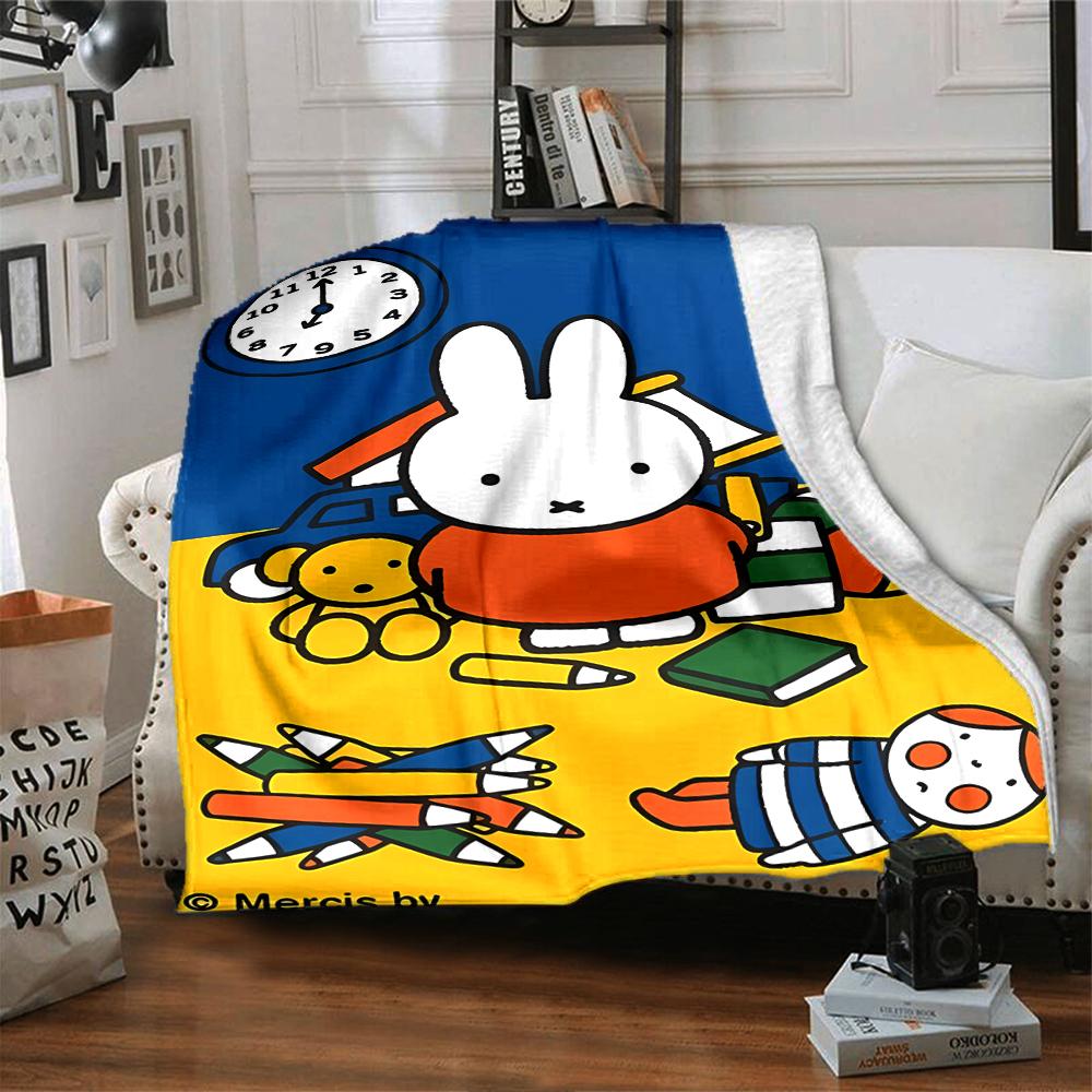 1pc Blanket - Miffy Print Design,Lightweight Blanket for Sofa,Bed- Soft &Warm,Gift for All Seasons