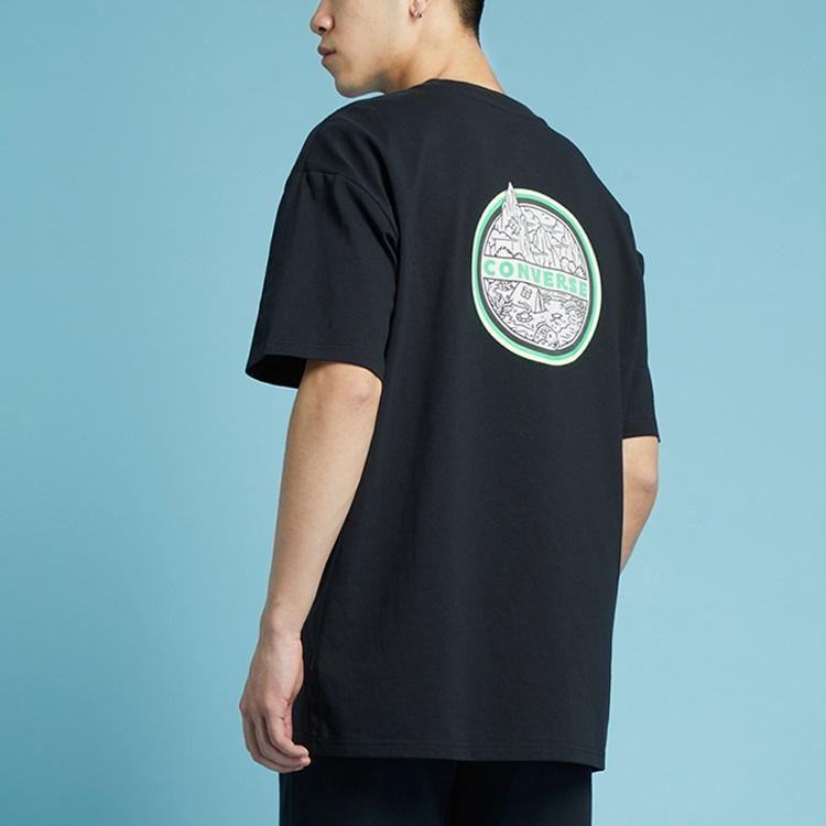 Men's Converse Logo Printing Round Neck Short Sleeve Black 10022786-A02