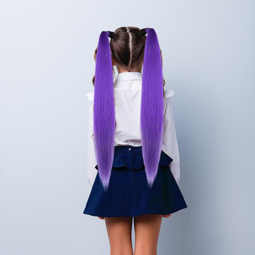 2 Stück Lila Pferdeschwanzverlängerung Farbiger Pferdeschwanz für Frauen Mädchen, Dunkellila Haarschmuck