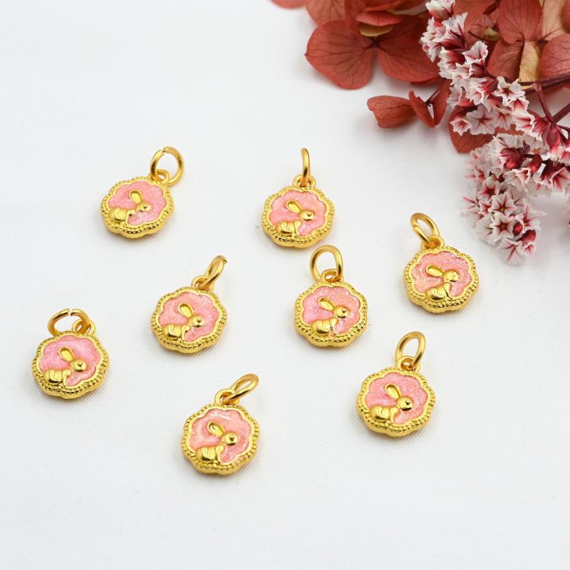 

Вьетнамский песочный золотой цвет, жемчуг, розовый кролик, маленький кулон, сделай сам, хрустальный браслет, тканый браслет, ювелирные изделия, кулон, аксессуары