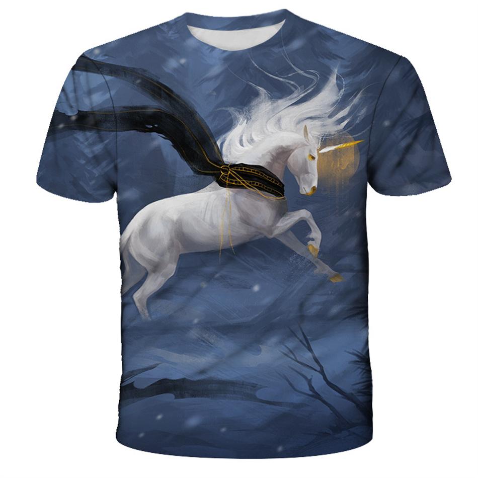 4-13y Girls Boys Dabbing Unicorn T-shirt Summer Kids Colorful Animal Horse 3d Print Clothes T Shirt Kids Baby Cool