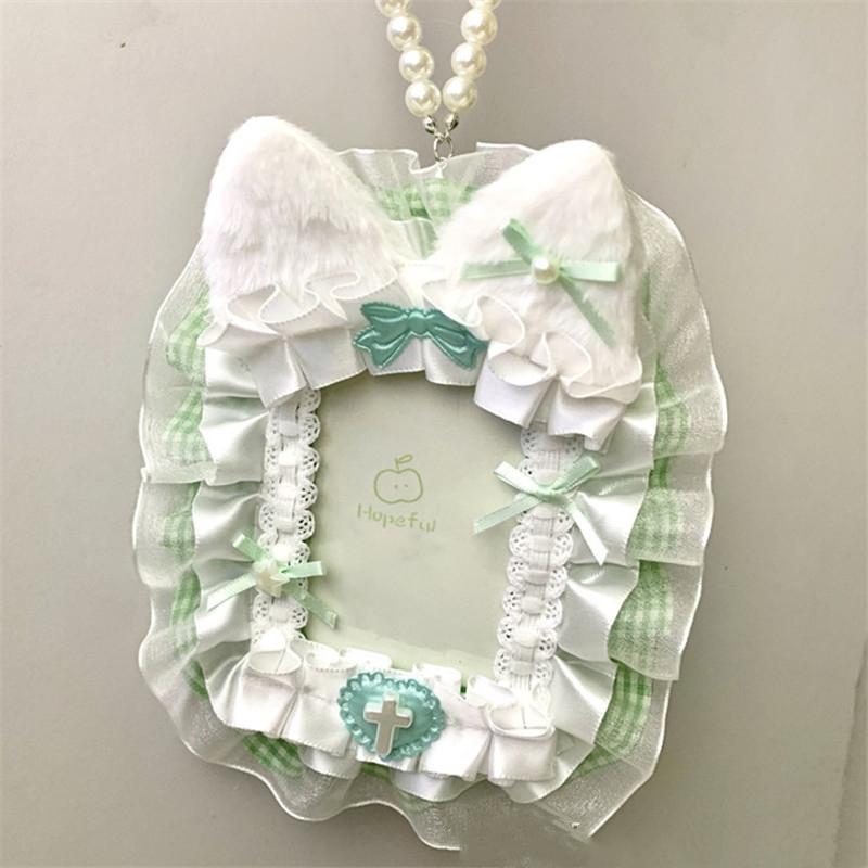 

Lolita Style Plush Lace Photocard Holder Sweet Cute Idol Photo Protector Case Bowknot Pendant Bag Charm