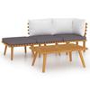 4 Piece Garden Lounge Set with Cushions Solid Acacia Wood